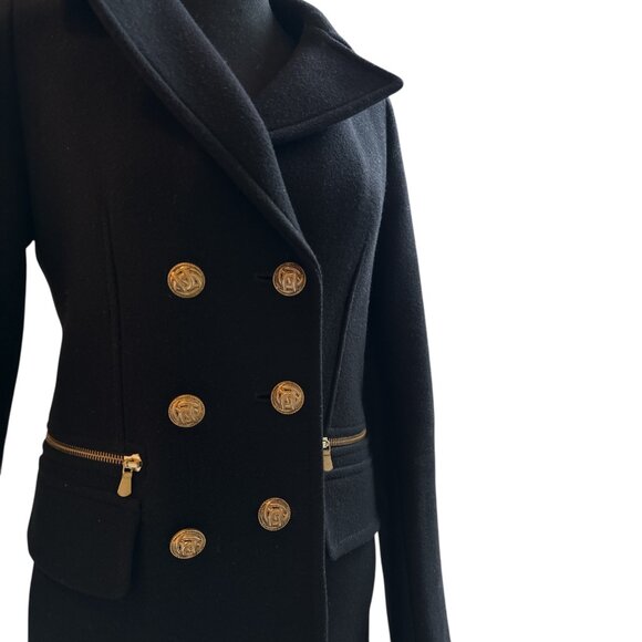 Gerard Darel Wool Coat with Gold Buttons in Black Size 34 (US Size 2) - Picture 5 of 11